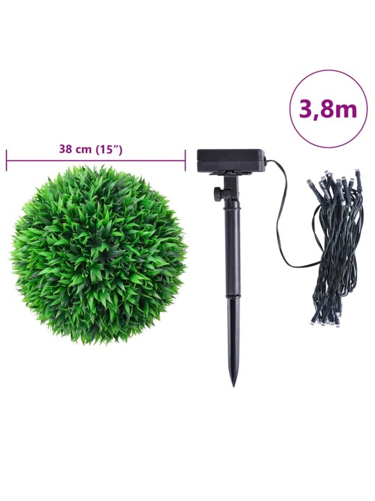 Mākslīgās buksuss bumbas ar led gaismām 2 gab. zaļa 38 cm