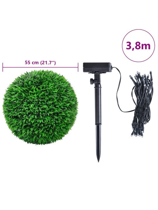 Mākslīgās buksuss bumbas ar led gaismām 2 gab. zaļa 55 cm