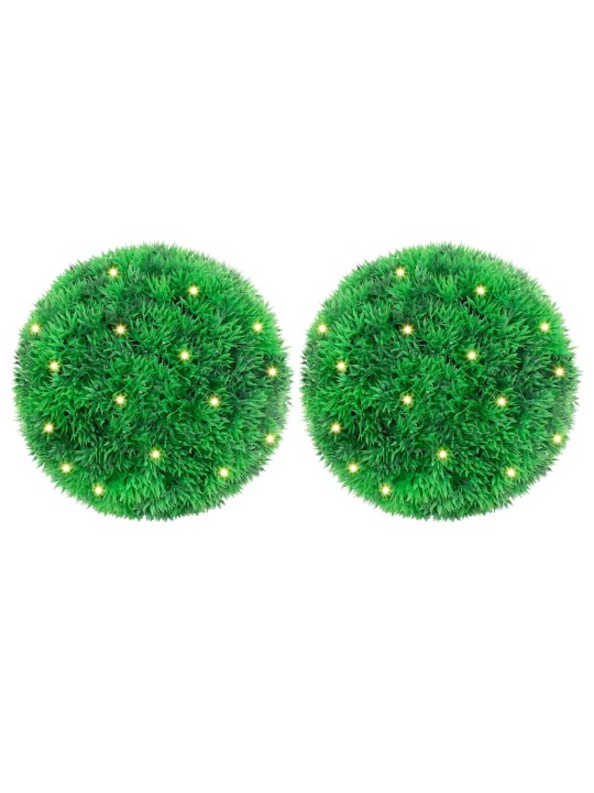 Mākslīgās buksuss bumbas ar led gaismām 2 gab. zaļa 22 cm