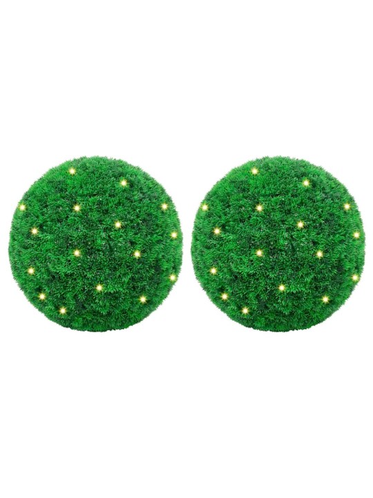 Mākslīgās buksuss bumbas ar led gaismām 2 gab. zaļa 27 cm