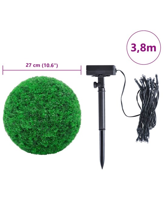 Mākslīgās buksuss bumbas ar led gaismām 2 gab. zaļa 27 cm