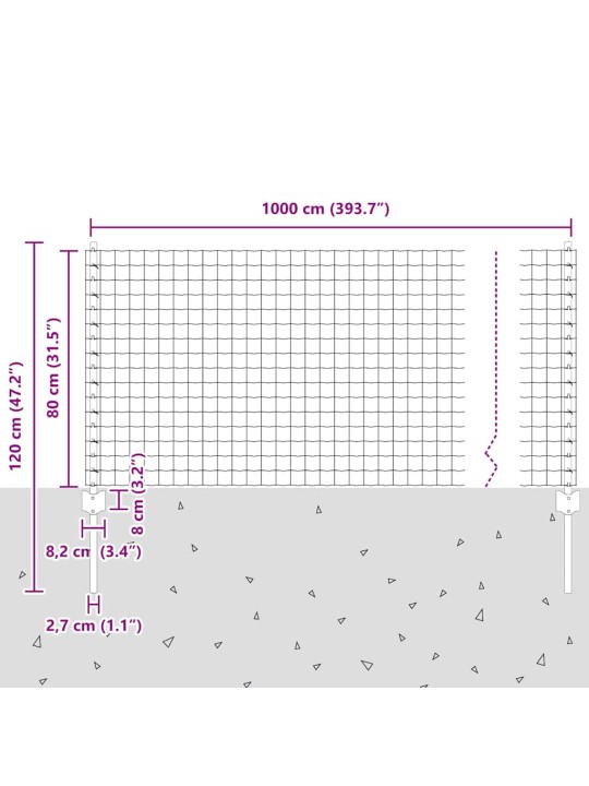 Žogs ar stabiem. sudraba 0.8 x 10 m tērauds