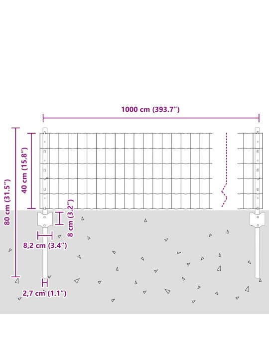 Žogs ar stabiem. sudraba 0.4 x 10 m tērauds