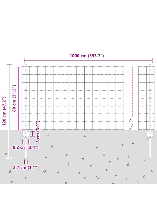 Žogs ar stabiem. sudraba 0.8 x 10 m tērauds