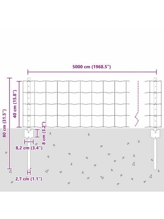 Žogs ar stabiem. sudraba 0.4 x 50 m tērauds