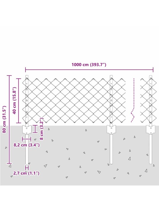 Žogs ar stabiem. zaļa 0.4 x 10 m tērauds