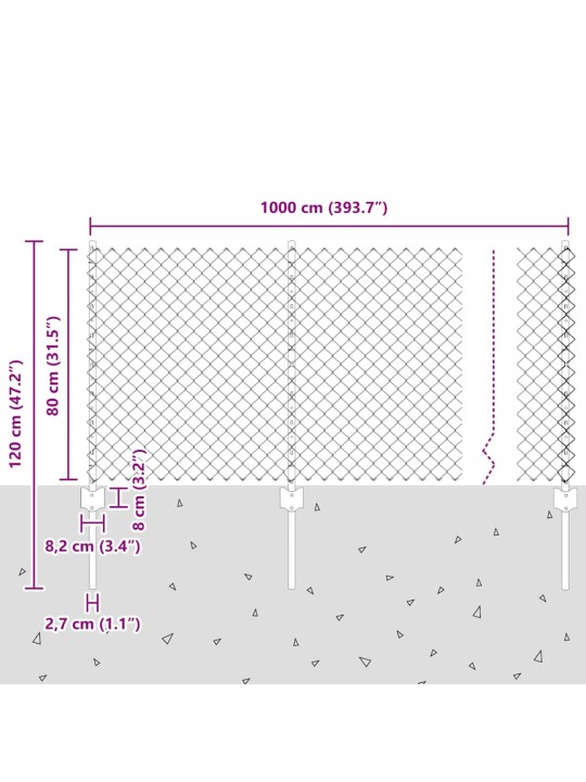 Žogs ar stabiem. sudraba 0.8 x 10 m tērauds