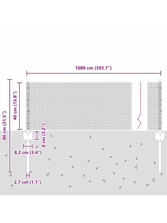 Žogs ar stabiem. sudraba 0.4 x 10 m tērauds