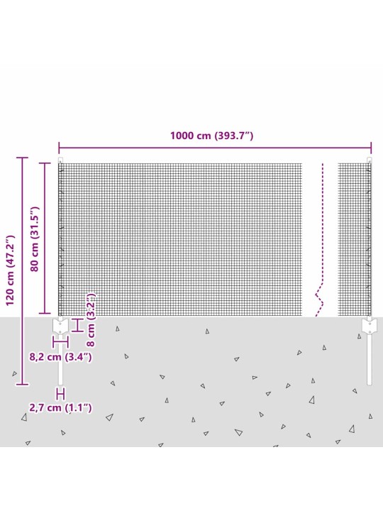 Žogs ar stabiem. sudraba 0.8 x 10 m tērauds