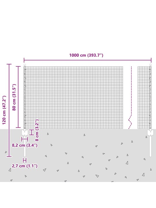 Žogs ar stabiem. sudraba 0.8 x 10 m tērauds