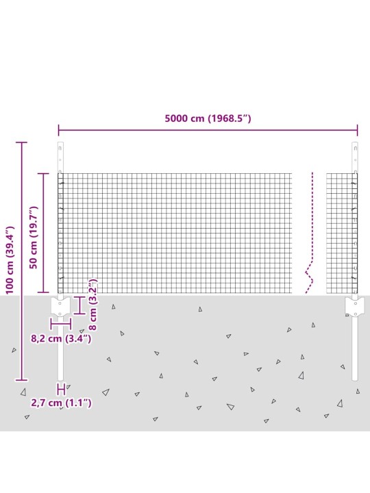 Žogs ar stabiem. sudraba 0.5 x 50 m tērauds