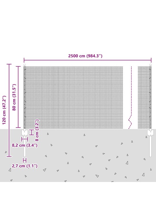 Žogs ar stabiem. zaļa 0.8 x 25 m tērauds