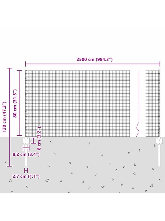 Žogs ar stabiem. zaļa 0.8 x 100 m tērauds