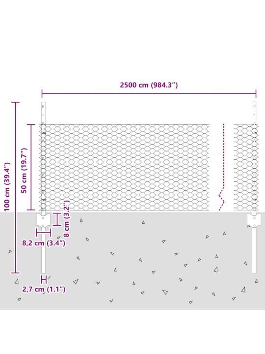 Žogs ar stabiem. zaļa 0.5 x 25 m tērauds