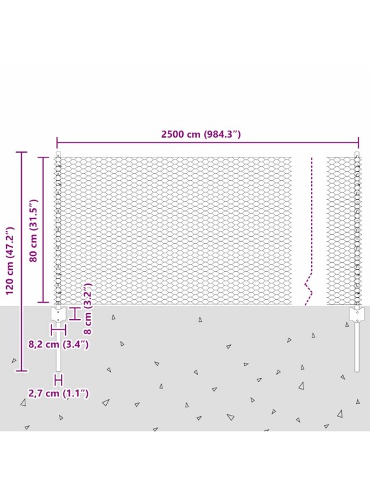 Žogs ar stabiem. zaļa 0.8 x 25 m tērauds