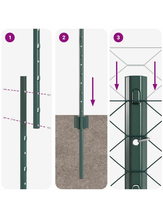 Žogs ar stabiem. zaļa 1.2 x 25 m tērauds