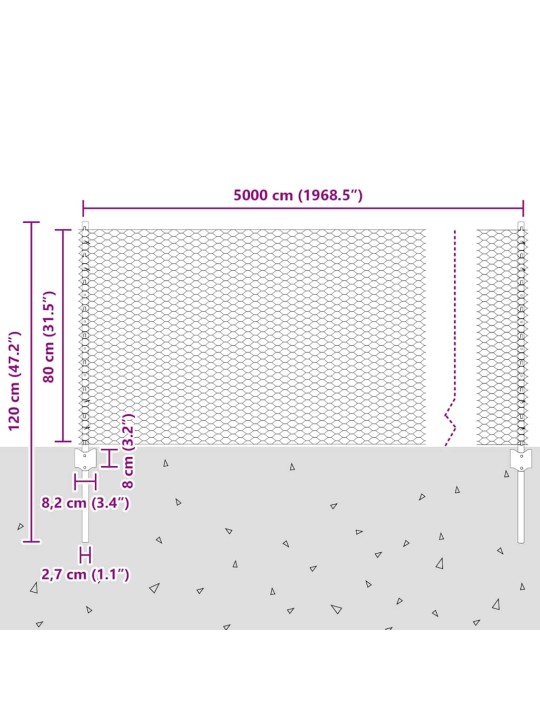 Žogs ar stabiem. zaļa 0.8 x 50 m tērauds