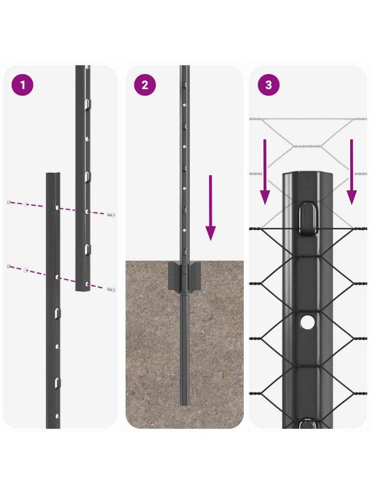 Žogs ar stabiem. pelēka 1.2 x 25 m tērauds