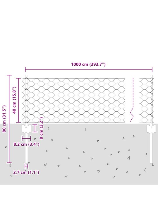 Žogs ar stabiem. sudraba 0.4 x 10 m tērauds