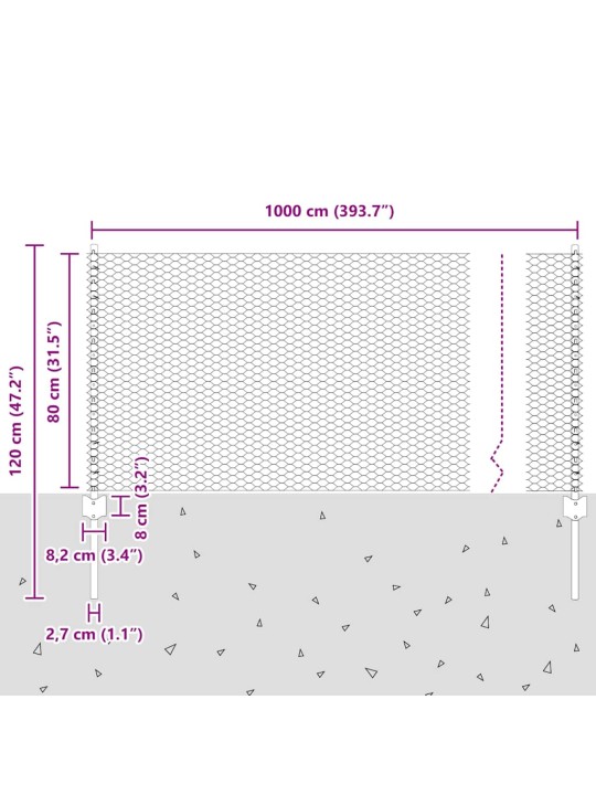 Žogs ar stabiem. sudraba 0.8 x 10 m tērauds