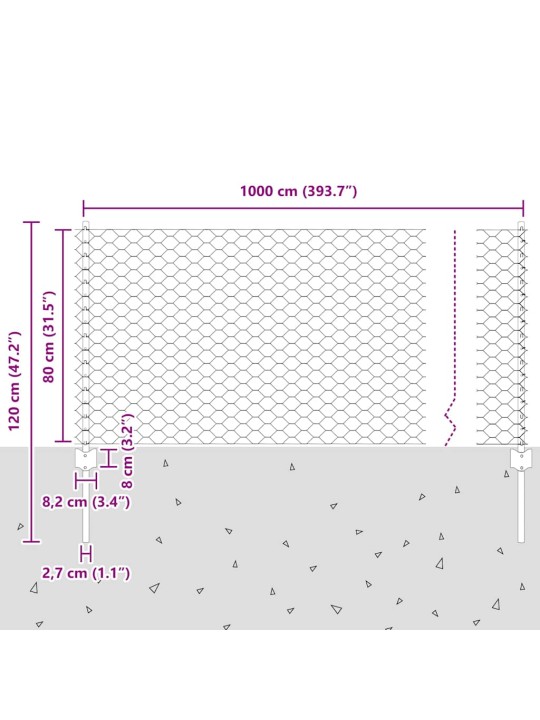 Žogs ar stabiem. sudraba 0.8 x 10 m tērauds