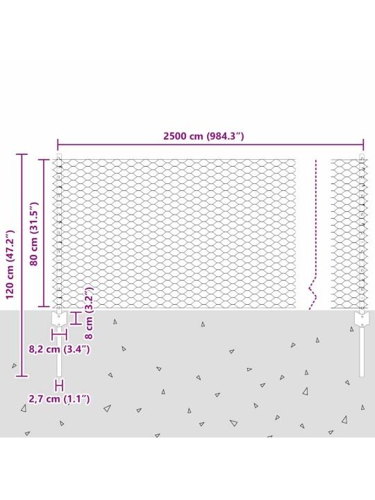Žogs ar stabiem. sudraba 0.8 x 25 m tērauds