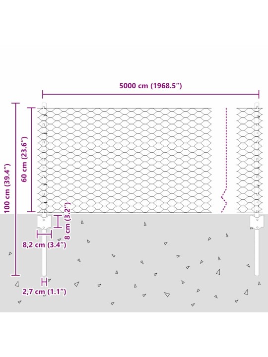 Žogs ar stabiem. sudraba 0.6 x 50 m tērauds