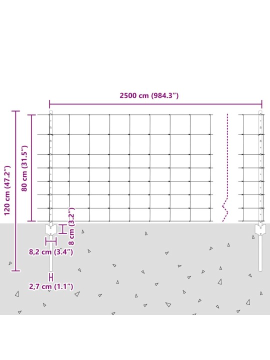 Žogs ar stabiem. sudraba 0.8 x 25 m tērauds
