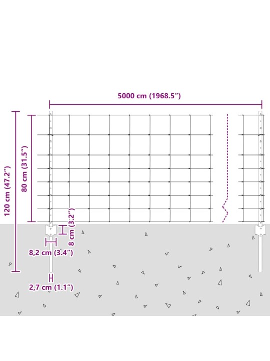 Žogs ar stabiem. sudraba 0.8 x 50 m tērauds