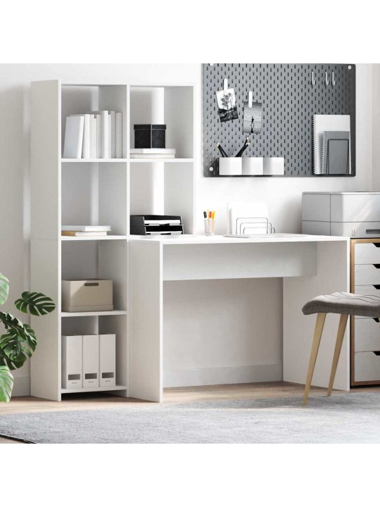 Galds ar plauktu balts 138.5 x 55 x 143 cm inženierijas koks