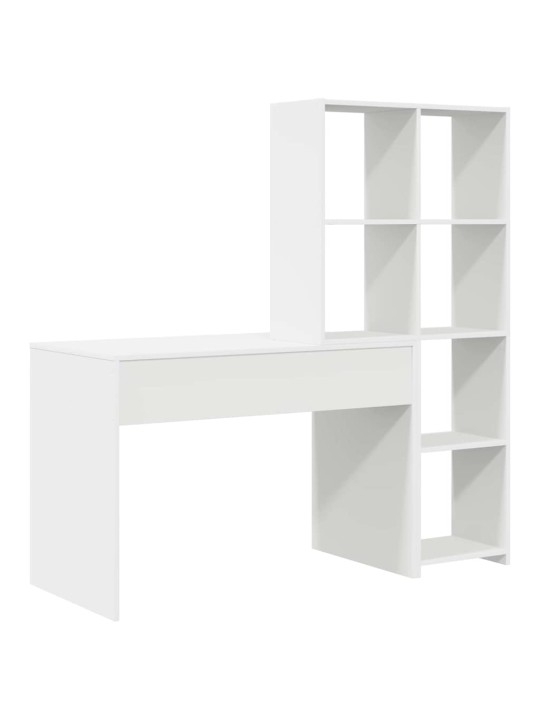 Galds ar plauktu balts 138.5 x 55 x 143 cm inženierijas koks
