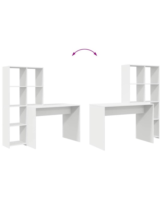 Galds ar plauktu balts 138.5 x 55 x 143 cm inženierijas koks