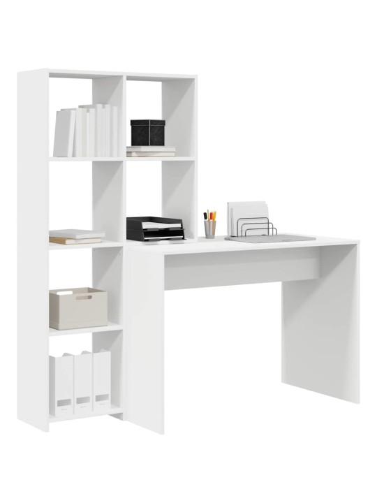 Galds ar plauktu balts 138.5 x 55 x 143 cm inženierijas koks