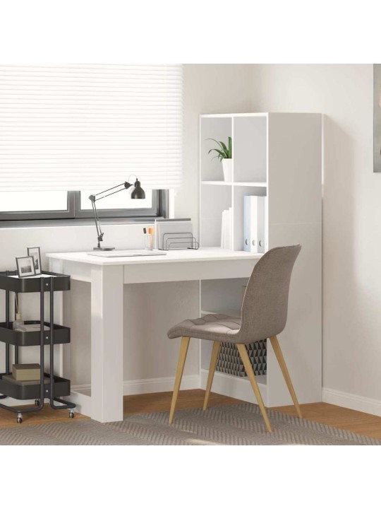 Galds ar plauktu balts 122 x 67 x 145 cm inženierijas koks