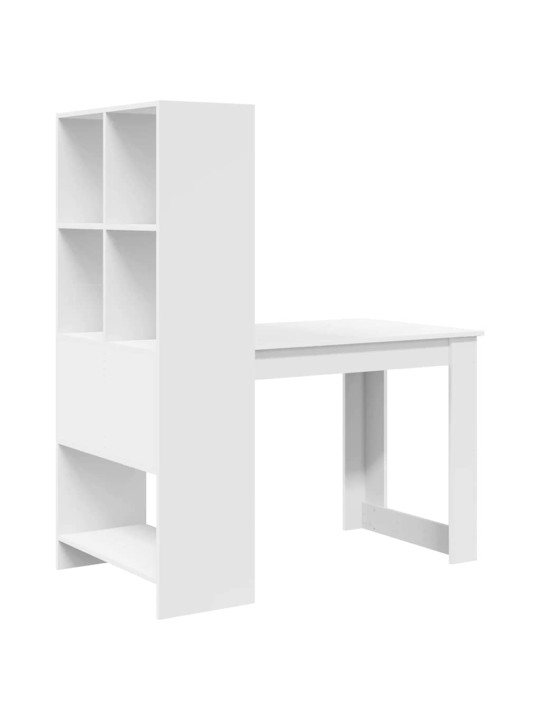 Galds ar plauktu balts 122 x 67 x 145 cm inženierijas koks