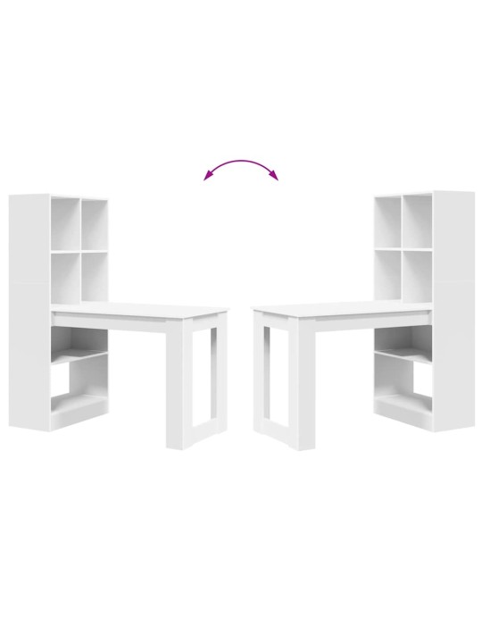Galds ar plauktu balts 122 x 67 x 145 cm inženierijas koks