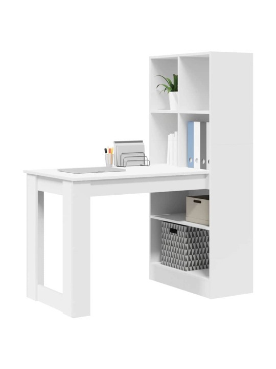Galds ar plauktu balts 122 x 67 x 145 cm inženierijas koks