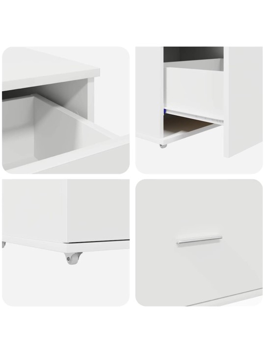 Galds ar plauktu balts 131.5 x 50 x 106.5 cm inženierijas koks