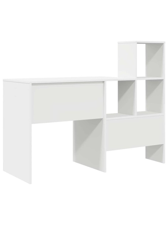 Galds ar plauktu balts 131.5 x 50 x 106.5 cm inženierijas koks