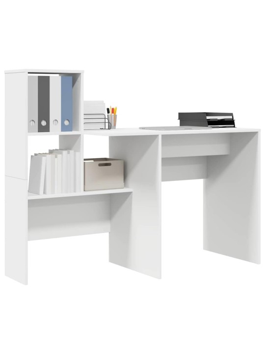Galds ar plauktu balts 131.5 x 50 x 106.5 cm inženierijas koks