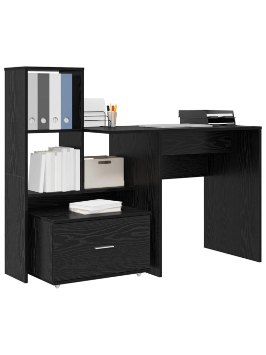 Galds melns ozols 131.5 x 50 x 106.5 cm inženierijas koks