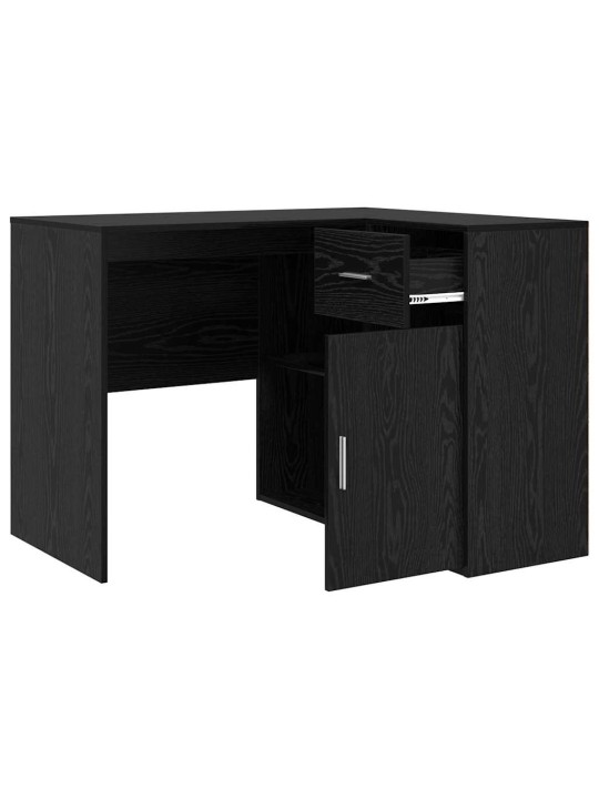 Stūra rakstāmgalds ar durvīm 2 pcs melns ozols 102 x 50 x 75 cm