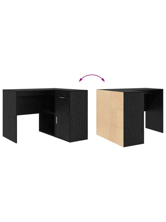 Stūra rakstāmgalds ar durvīm 2 pcs melns ozols 102 x 50 x 75 cm