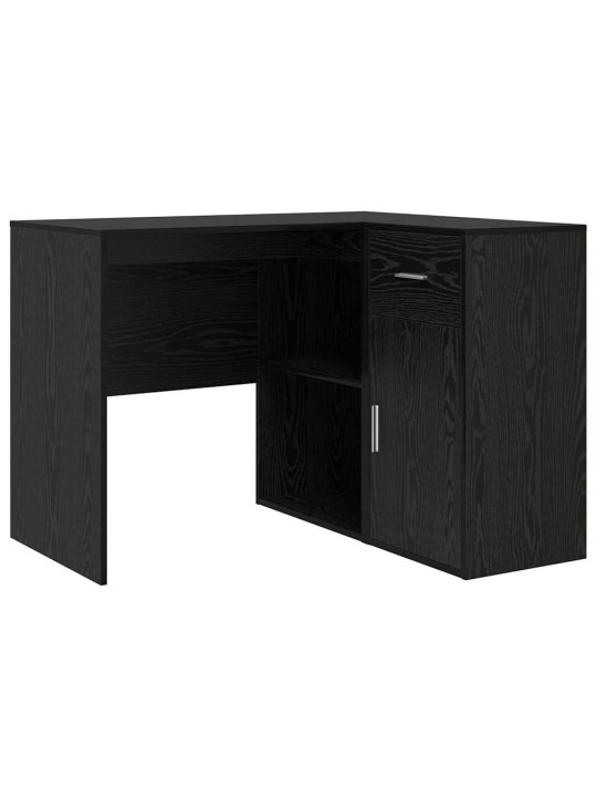 Stūra rakstāmgalds ar durvīm 2 pcs melns ozols 102 x 50 x 75 cm