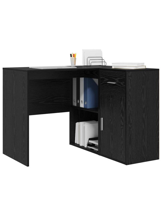 Stūra rakstāmgalds ar durvīm 2 pcs melns ozols 102 x 50 x 75 cm