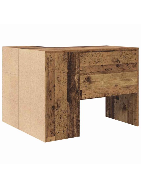 Stūra rakstāmgalds ar plauktu 2 pcs vecs koks 102 x 50 x 75 cm