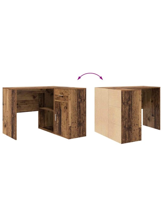 Stūra rakstāmgalds ar plauktu 2 pcs vecs koks 102 x 50 x 75 cm
