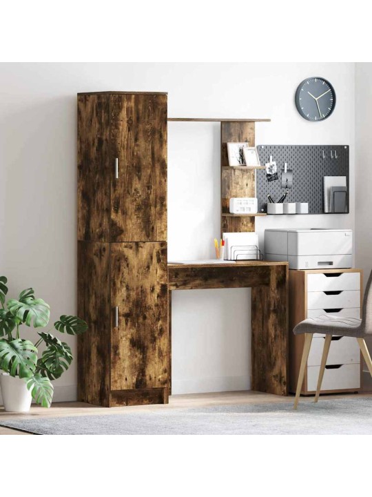 Galds ar uzglabāšanu 2 pcs dūmaka ozols 78.5 x 37 x 154.5 cm