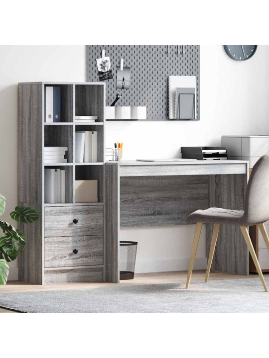 Galds ar uzglabāšanu ar atvilktni 2 pcs pelēka sonomas ozola