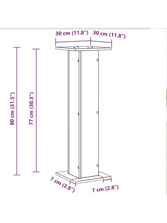 Augu statīvs 2 pcs melns ozols 30 x 30 x 80 cm